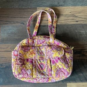 Vera Bradley pink & gold quilted diaper baby bag with changing pad Bali gold